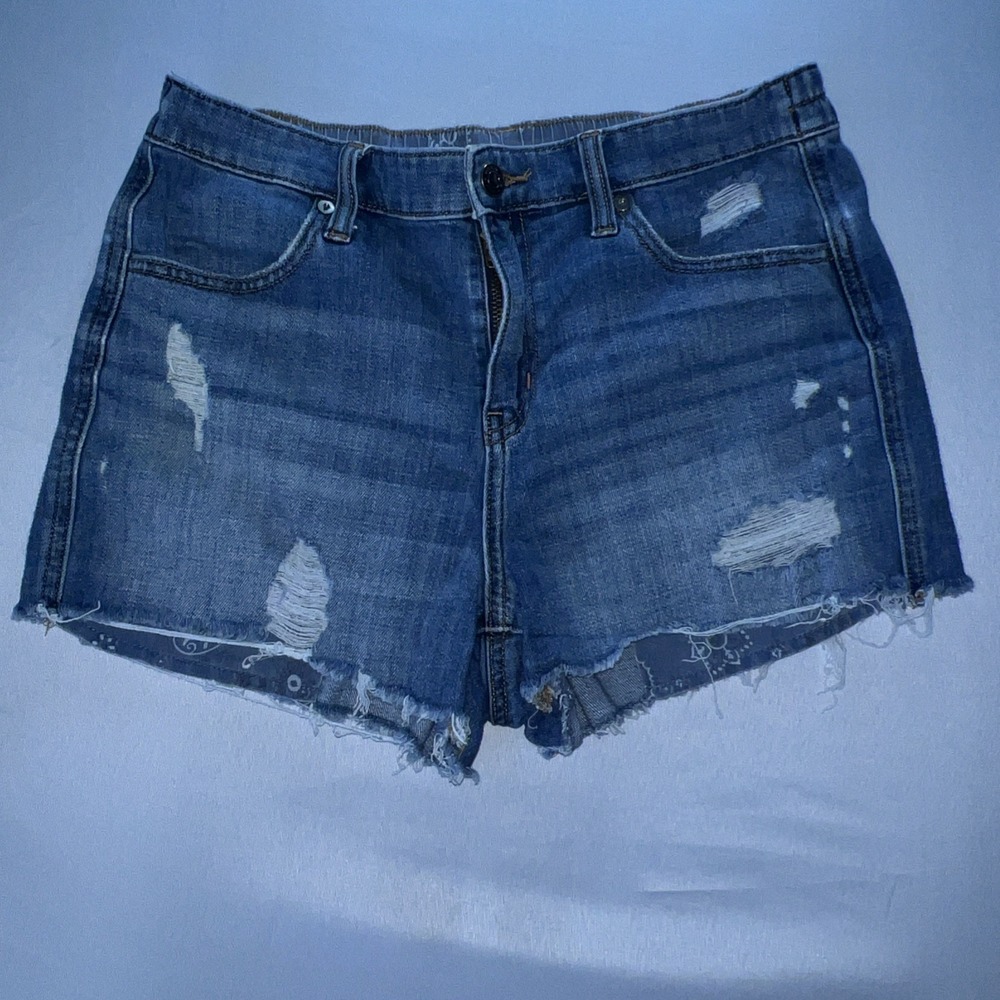 Aerie Daydream Cut-Off Shorts Womens Small  Blue Denim Cotton Raw Hem Distressed